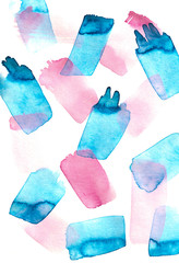 bright and light blue and pink spot watercolor background