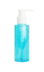 Bottle blue hair gel or alcohol gel islated on white background beauty health care protect corona virus covid 19