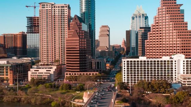 4K Austin Texas Time Lapse Drone Aerial Sunset Texas State Capitol