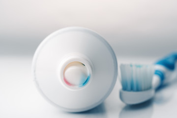 Toothpaste Tube and Toothbrush - Front View