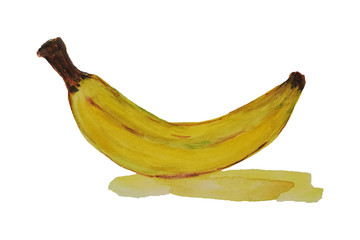 watercolor banana isolated on a white background