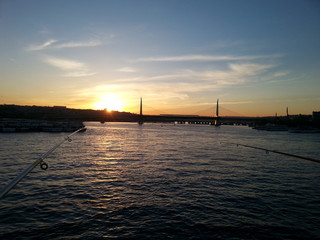 The fishing rod and beautiful seascape,Istanbul
