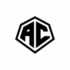 AC monogram logo with hexagon shape and line rounded style design template