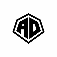 AD monogram logo with hexagon shape and line rounded style design template