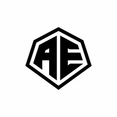 AE monogram logo with hexagon shape and line rounded style design template
