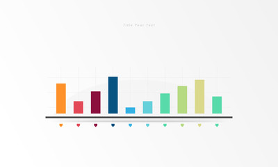 Fototapeta premium Modern presentation chart, bar, graph for business plan on white background.