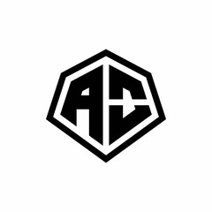 AO monogram logo with hexagon shape and line rounded style design template