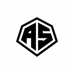 AS monogram logo with hexagon shape and line rounded style design template