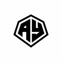 AY monogram logo with hexagon shape and line rounded style design template