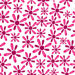 Floral seamless pattern with pink flowers. Botanical vector illustration on a white background. For the design of wrapping paper, Wallpaper, textiles.
