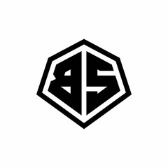 BS monogram logo with hexagon shape and line rounded style design template