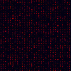 Abstract Matrix Pattern. Red filled alphabet seamless pattern. Superb background. Superb vector illustration.