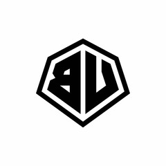 BV monogram logo with hexagon shape and line rounded style design template