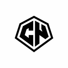 CN monogram logo with hexagon shape and line rounded style design template