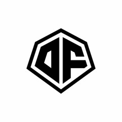 DF monogram logo with hexagon shape and line rounded style design template