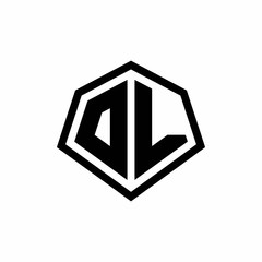 DL monogram logo with hexagon shape and line rounded style design template