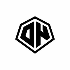 DN monogram logo with hexagon shape and line rounded style design template