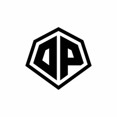 DP monogram logo with hexagon shape and line rounded style design template
