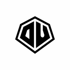 DU monogram logo with hexagon shape and line rounded style design template