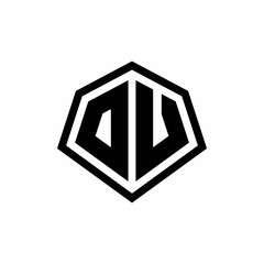 DV monogram logo with hexagon shape and line rounded style design template