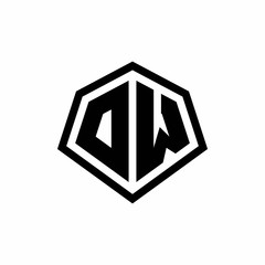 DW monogram logo with hexagon shape and line rounded style design template