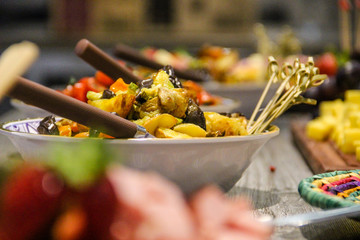 A cheer brunch full of great food in a business meeting