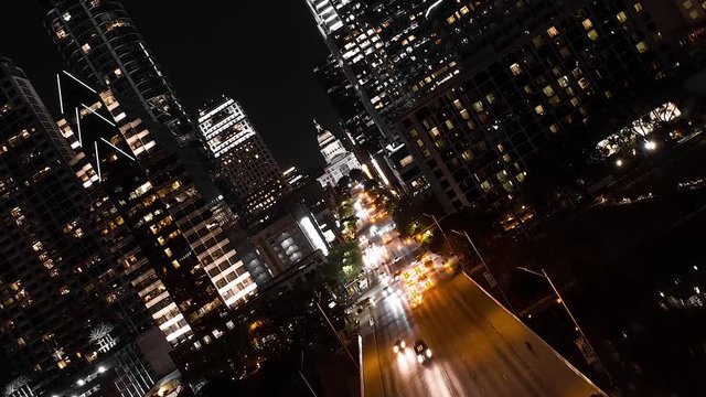 4K Austin Texas Skyline Congress Bridge Cesar Chavez Time Lapse Reverse