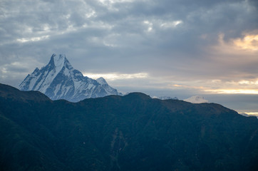 Plakat Himalayas mountains and sunrise Nepal