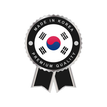 Made in korea silver emblem badge label illustration template design