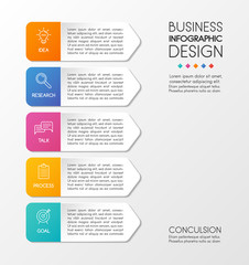 Business diagram with icons and 5 options. Infographic design. Vector