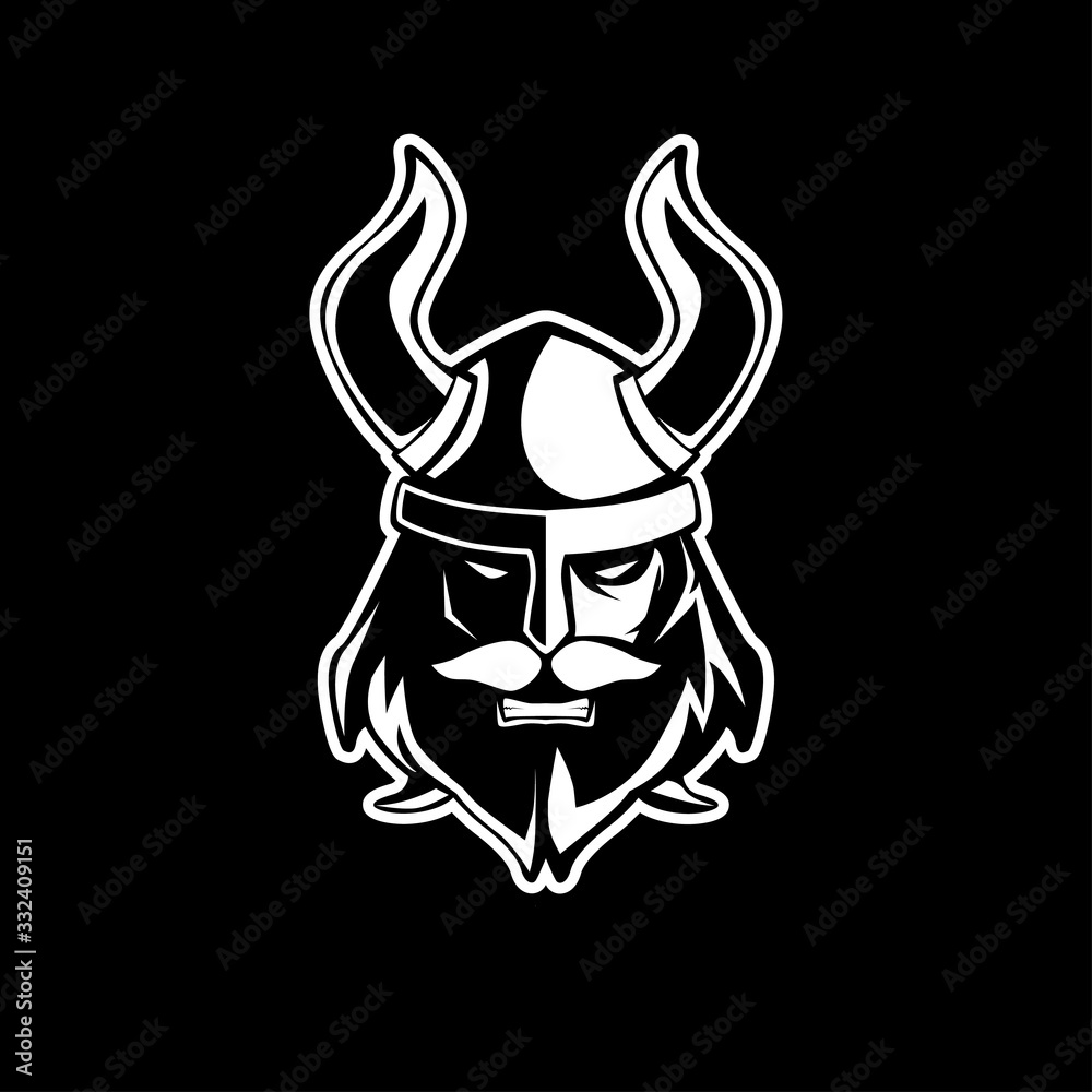 Wall mural viking head mascot logo illustration