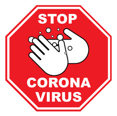 Stop Corona Virus Stop Sign Washing Hands Hygiene Illustration