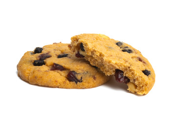 cookies with chocolate drops isolated