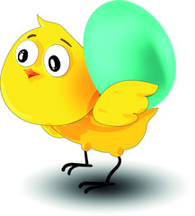 chicken with egg, happy Easter card with bird