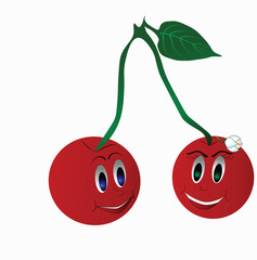 cherry boy and girl on one wave