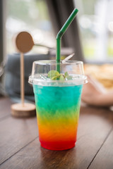 Summer drinks with beach on background