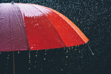  drop rain and umbrella on black background