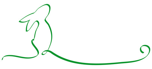 Easter bunny continuous line art calligraphy ribbon vector illustration background doodle style