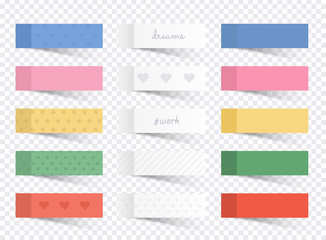 Illustration of a colored set of sticky notes. Flat design modern vector business concept.