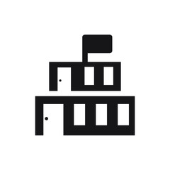 School building icon , template logo vector illustration emblem isolated, outline solid glyph black background white