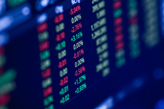 Stock exchange market chart, Stock market data on LED display. Business analysis concept.