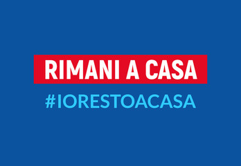Stay Home iorestoacasa quarantine coronavirus epidemic illustration in italian hashtag for social media