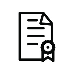 Certificate icon , template vector illustration flat document business emblem isolated , outline solid background white