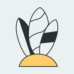 Vector icon of a three surfboards with different pattern and shape. It represents a concept of surfing as a fun and healthy sport. Also can be used as a logo