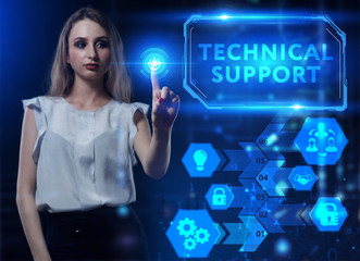 Business, Technology, Internet and network concept. Young businessman working on a virtual screen of the future and sees the inscription: