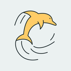 Vector icon of a jumping dolphin. It represents a concept of fun, joy, activity and can be used as a logo
