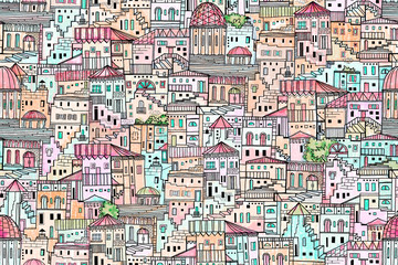 Abstract architectural seamless pattern of southen urban development.