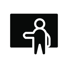 Teaching icon , professional presentation logo , vector isolated emblem , training business , outline solid black background white