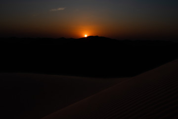 Sunset in Rub al Khali the empty quarter between Oman and Saudi Arabia near Salalah