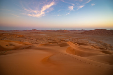 Dawn in Rub al Khali the empty quarter between Oman and Saudi Arabia near Salalah